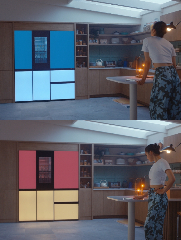 LG전자가 고객이 LG 씽큐 앱에서 원하는 컬러를 선택하면 냉장고 색상은 물론 공간 분위기까지 바뀌는 'LG 디오스 오브제컬렉션 무드업(MoodUp)'을 22일 국내 출시한다. [사진=LG전자]