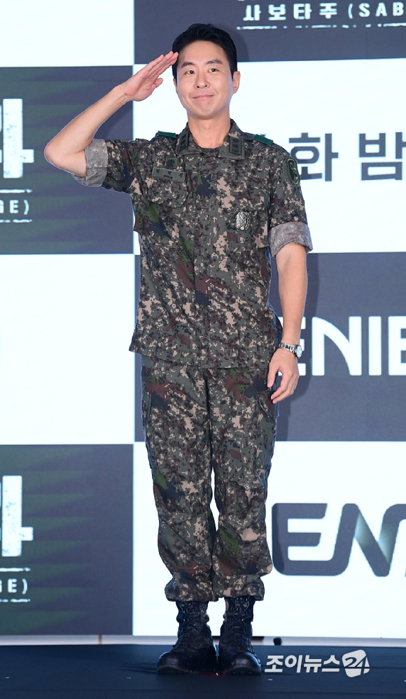 배우 이현균이 24일 오후 서울 구로구 신도림동 더세인트에서 열린 ENA 새 월화드라마 '신병4 : 사보타주' 제작발표회에 참석하고 있다. [사진=정소희 기자]