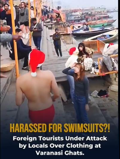 일본인 관광객들이 인도 갠지스강을 찾았다가 괴롭힘을 당한 영상이 논란이다. [사진=엑스 캡처]