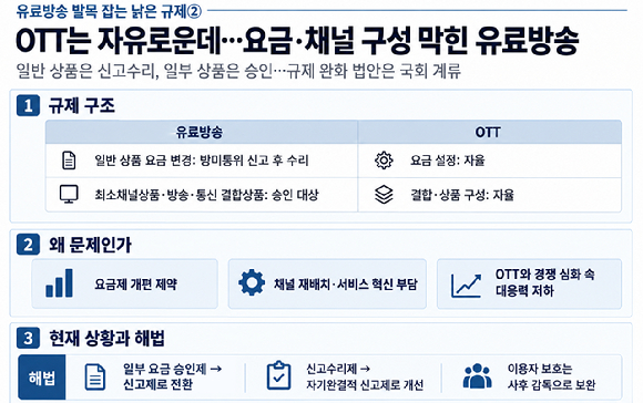 [유료방송 발목 잡는 낡은 규제②] OTT는 요금·콘텐츠 자율⋯IPTV·케이블TV는 '족쇄'