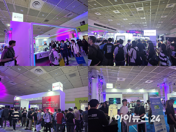 20일 서울 코엑스 'AWS 서밋 서울 2026' 피지컬 AI 존에 전시된 뉴빌리티의 자율주행 배달 로봇 'Neubi Flow'. [사진=윤소진 기자]