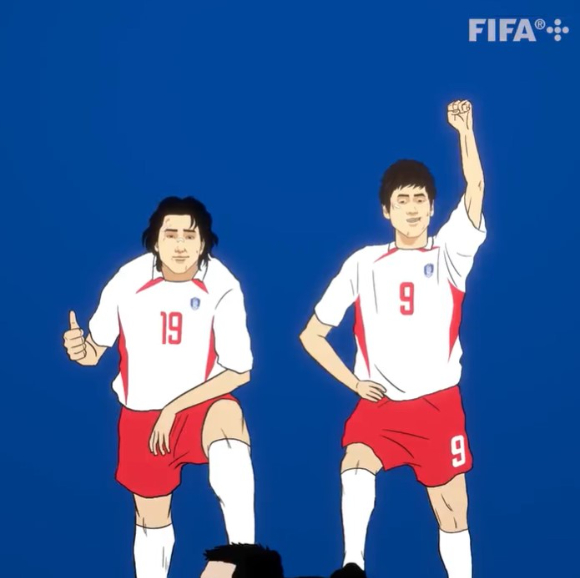 FIFA(국제축구연맹)가 2002 한·일 월드컵 대한민국 대표팀의 경기를 애니메이션화했다. [사진=FIFA 월드컵 공식 SNS]