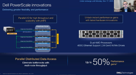 바룬 차브라 델 ISG 제품 마케팅 수석부사장이 13일 온라인 미디어 브리핑을 진행하고 있다. [사진=델 테크놀로지스]