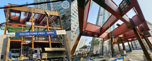 합성전이보(P-Girder) 공법 적용 현장. 소사역 한라비발디 프레스티지 신축공사 전경  [사진=포스코]