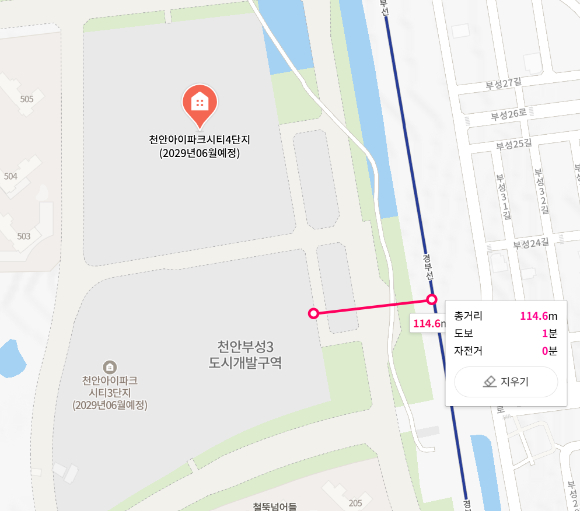 충남 천안시 부대동에 위치한&lsquo;천안 아이파크시티 3&middot;4단지' 현장 [사진=네이버지도]