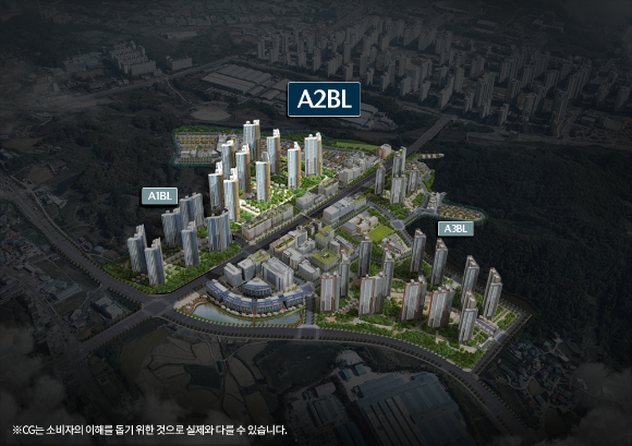 아산탕정자이 A1, A2, A3블록 전체 조감도. [사진=GS건설]