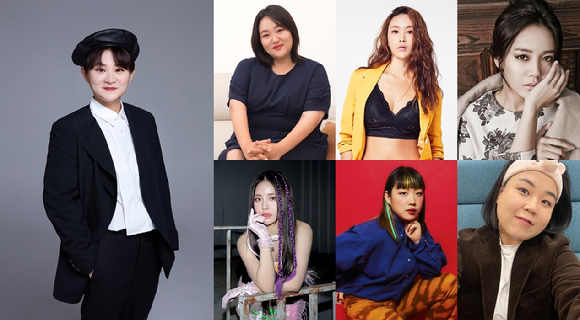 '빼고파' MC 김신영과 하재숙, 배윤정, 고은아, 브레이브걸스 유정, 김주연(일주어터), 박문치. [사진=각 소속사]