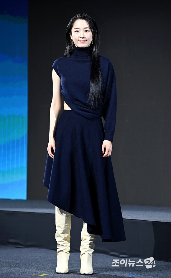 배우 원지안이 15일 서울 강남구 그랜드 인터컨티넨탈 서울 파르나스에서 열린 디즈니+ '메이드 인 코리아' 제작발표회에서 포즈를 취하고 있다. [사진=곽영래 기자]