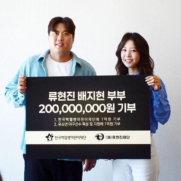 류현진 배지현 부부가 데뷔 20주년을 맞아 2억원을 기부했다. [사진=류현진재단 ]