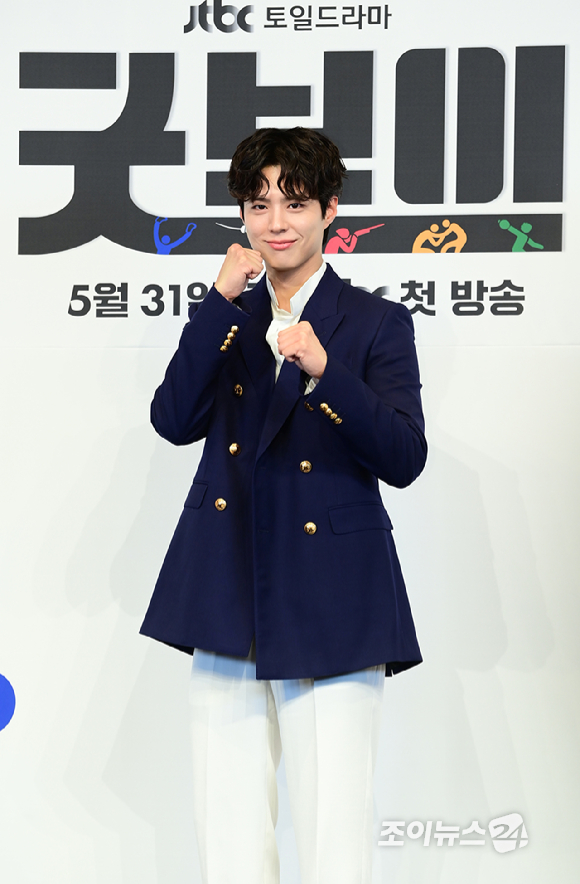 배우 박보검이 29일 오후 서울 구로구 신도림동 더 링크 서울 트리뷰트 포트폴리오 호텔에서 열린 JTBC 토일 드라마 '굿보이' 제작발표회에 참석하고 있다. [사진=정소희 기자]