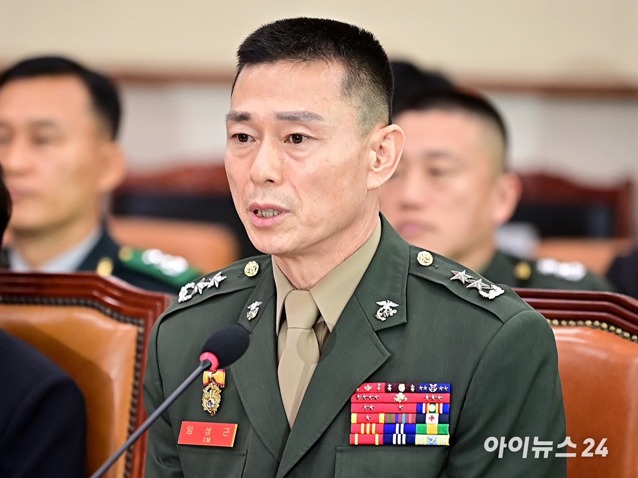 임성근 전 해병대 1사단장이 지난 2024년 6월 21일 오전 서울 여의도 국회에서 열린 법제사법위원회 전체회의 순직 해병 수사 방해 및 사건 은폐 등의 진상규명을 위한 특별검사의 임명 등에 관한 법률안 관련 입법청문회에서 질의에 답변하고 있다. [사진=곽영래 기자]