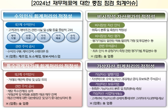 2024년 재무제표에 대한 금융감독원 중점 점검 사항 [사진=금융감독원]