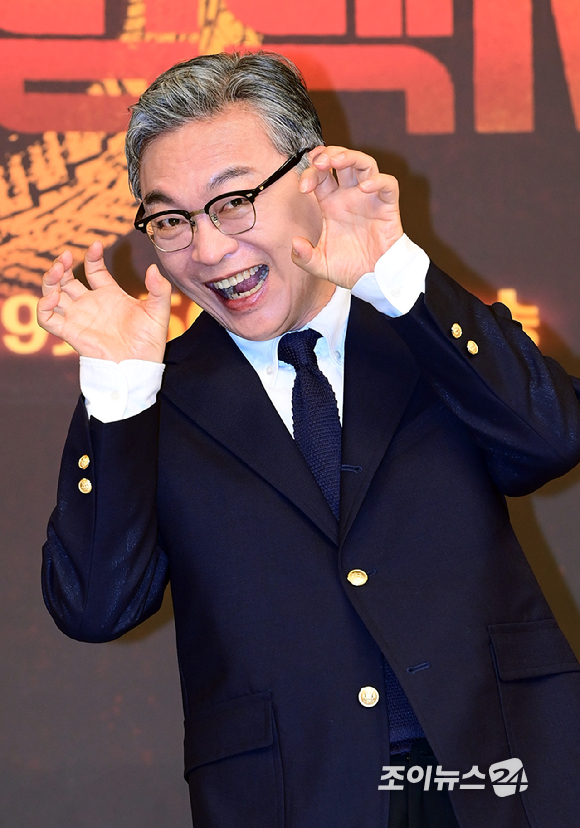 배우 김의성이 18일 오후 서울 양천구 목동 SBS에서 열린 SBS 새 금토드라마 '모범택시3' 제작발표회에 참석하고 있다. [사진=정소희 기자]