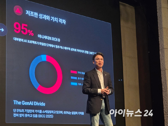 허양호 베스핀글로벌 대표가 31일 오후 서울 양재 엘타워에서 열린 'AI 파트너스 데이 2026'에서 환영사를 하고 있다. [사진=베스핀글로벌]