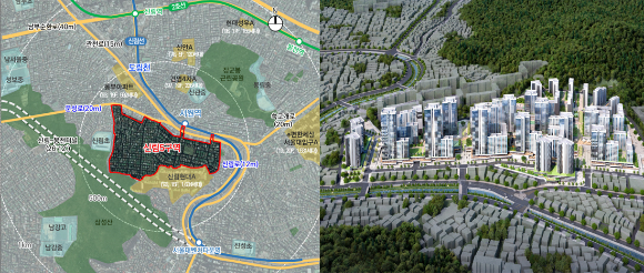 신림5구역 위치도, 조감도. [사진=관악구]