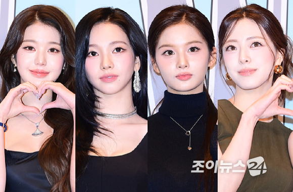 그룹 아이브 장원영-에스파 카리나-엔믹스 설윤-있지 유나가 15일 오후 서울 종로구 포시즌스 호텔에서 열린 제20회 유방암 인식 항상 캠페인 자선 행사 'LOVR YOUR'에 참석하고 있다. [사진=정소희 기자]