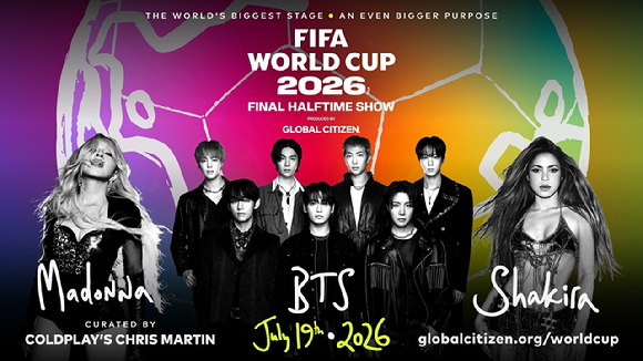 방탄소년단 2026 북중미 월드컵 결승전 하프타임 쇼 출연 이미지 [사진=글로벌 시티즌(Global Citizen)]