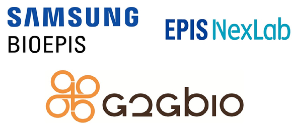 삼성바이오에피스(상단 왼쪽), 에피스넥스랩(상단 오른쪽), 지투지바이오 CI. [사진=각 사 제공]