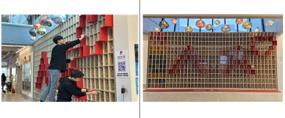 사진은 왼쪽부터 속초 메이트힐 카페 이용객이 느린우체통에 편지를 넣고 있는 모습, 실제 카페에 설치된 느린우체통. [사진=우본]