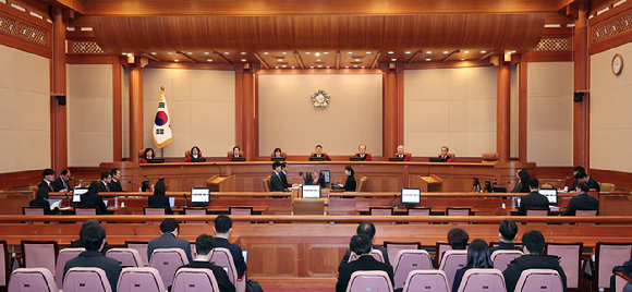 최재해 감사원장이 12일 서울 종로구 헌법재판소에서 열린 탄핵심판 첫 변론기일에 출석해 있다. 2025.2.12 [사진=연합뉴스]