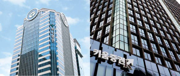 (왼)하나증권 사옥 (오)키움증권 사옥
