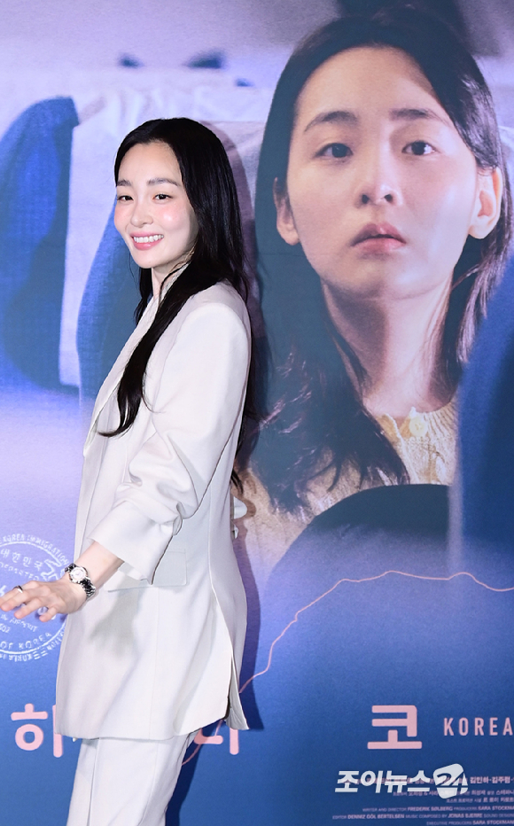 배우 김민하가 26일 오후 서울 CGV용산아이파크몰에서 열린 영화 '하나 코리아'(감독 프레드릭 쇨베르) 언론시사회에 참석하고 있다. [사진=정소희 기자]