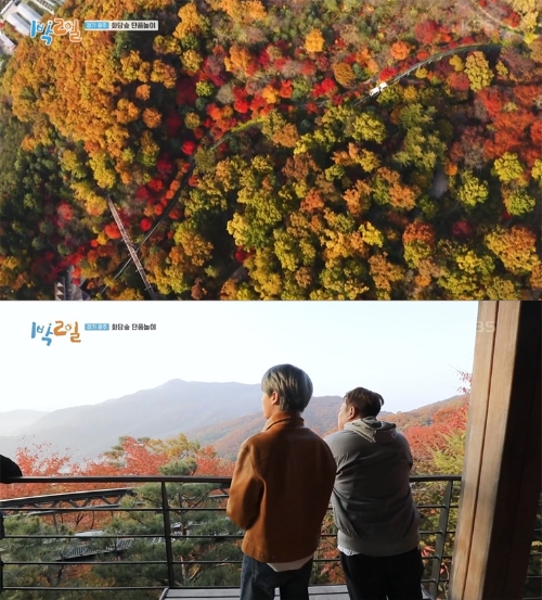 KBS 2TV '1박 2일 시즌4'에 출연하고 있는 문세윤과 라비가 화담숲에 방문한 모습 [사진='1박 2일 시즌4' 방송 장면 캡처]