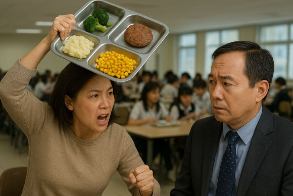 자녀가 재학 중인 학교장의 머리에 음식물 식판을 엎은 학부모가 징역형 집행유예를 선고받았다. 본 기사와 무관한 챗GPT 생성 이미지. [사진=챗GPT]