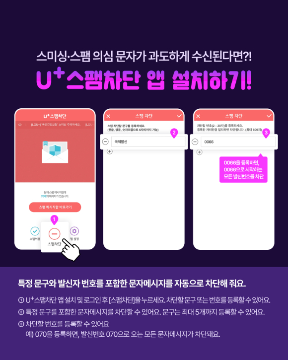 LG유플러스 스팸차단 앱과 명의도용방지 기능 설명 [사진=LGU+]