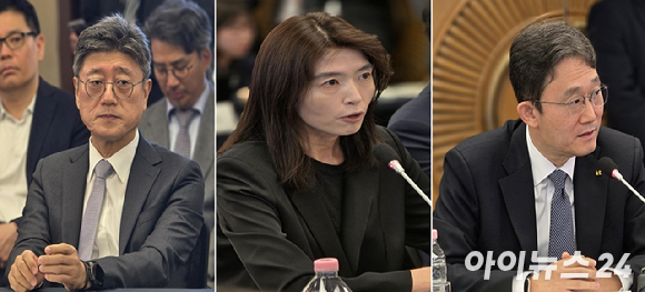 (왼쪽부터) 정재헌 SK텔레콤 대표, 정신아 카카오 대표, 박윤영 KT 대표. [사진=안세준 기자]