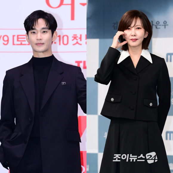 김수현-김남주가 각각 드라마 제작발표회에서 포토타임을 갖고 있다. [사진=조이뉴스24 포토DB]