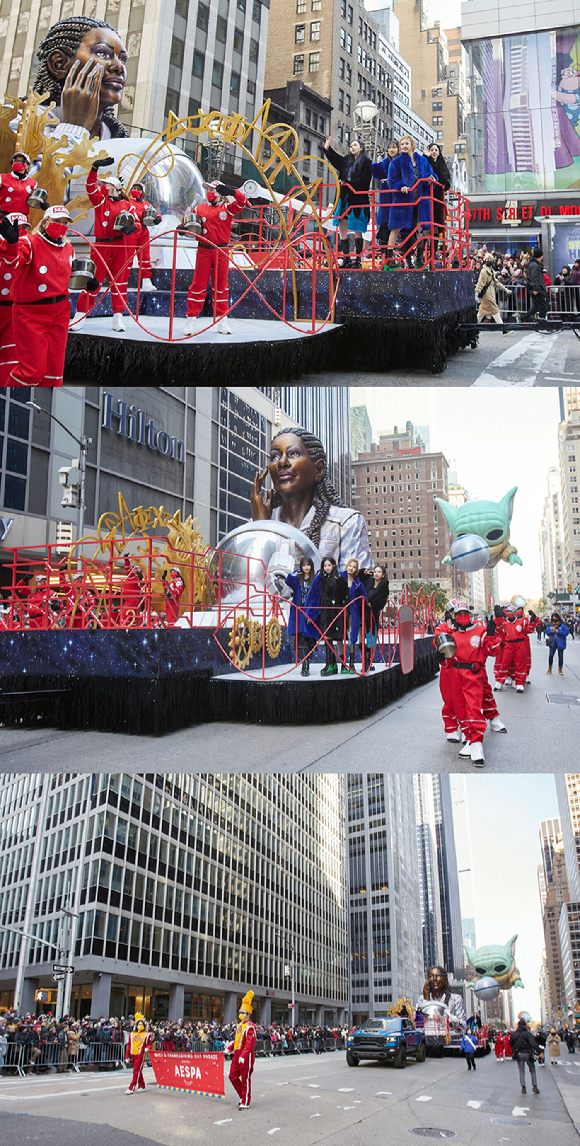 에스파가 11월 25일(현지시간) 미국 뉴욕 일대에서 펼쳐진 ‘Macy’s Thanksgiving Day Parade’에 K팝 걸그룹 최초로 참석했다. [사진=SM엔터테인먼트]