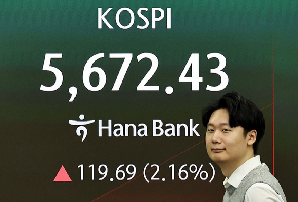 21일 오전 하나은행 딜링룸 [사진=연합뉴스]