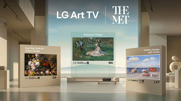 LG '올레드 에보 AI G6(왼쪽부터)'와 '시그니처 올레드 W', '갤러리 TV AI' 제품. [사진=LG전자]