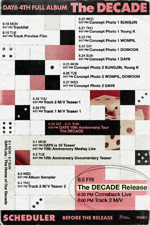 데이식스 정규 4집 스케줄러 [사진=JYP엔터테인먼트]