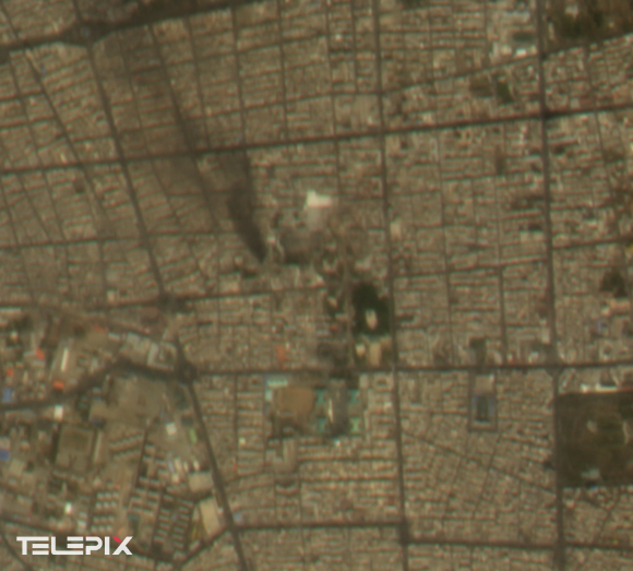 공습 이후 이란 메흐라바드(Mehrabad) 공항에서 훼손 흔적이 있는 항공기가 확인됐다 [사진=텔레픽스]