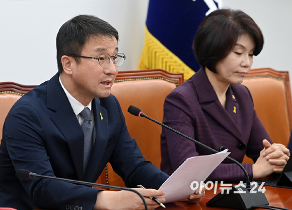 한병도 더불어민주당 원내대표가 16일 서울 여의도 국회에서 열린 정책조정회의에서 발언하고 있다. [사진=곽영래 기자]