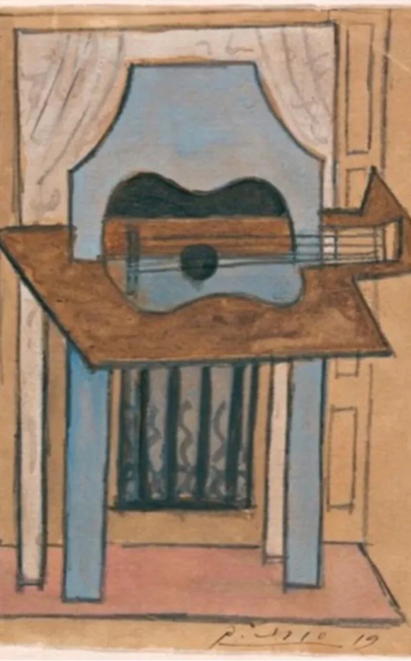 피카소 1919년 구아슈화 '가타가 있는 정물' [카하그라나다 재단 제공] [사진=연합뉴스]