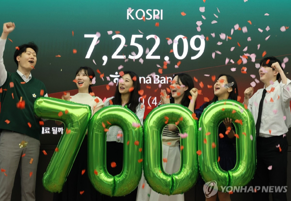 코스피 지수가 6일 사상 최초로 7000선을 돌파했다 [사진=연합뉴스]