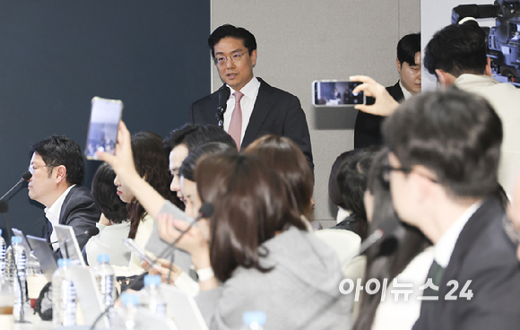 전인석 삼천당제약 대표가 6일 오후 서울 서초구 삼천당제약 본사에서 열린 기자간담회에서 발언하고 있다. [사진=곽영래 기자]