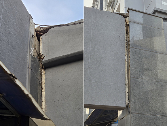 아파트 구조물 이격 모습. [사진=연합뉴스]