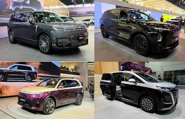 샤오펑 GX, 니오 ES8, 리오토 L9 리비스, 덴자 D9 파이오니어 전시. [사진=정구민]