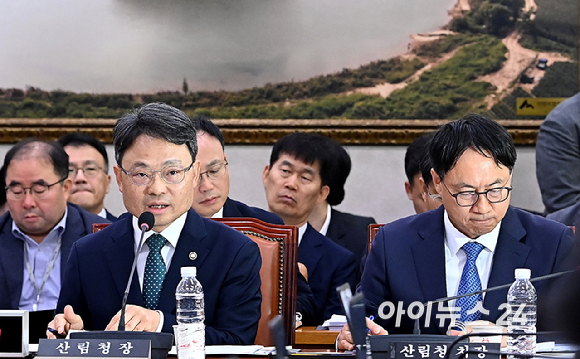 박은식 산림청장이 20일 서울 여의도 국회에서 열린 농림축산식품해양수산위원회 국정감사에서 질의에 답변하고 있다. [사진=곽영래 기자]