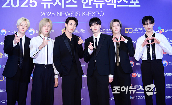 그룹 피원하모니(P1Harmony)가 28일 오후 서울 소공동 롯데호텔에서 열린 '2025 NEWSIS 한류엑스포'에 참석하고 있다. [사진=정소희 기자]