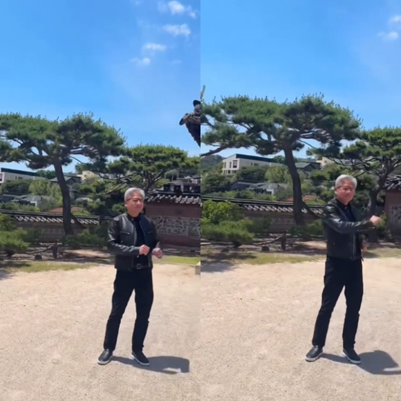 젠슨 황 엔비디아 최고경영자(CEO)가 '유퀴즈 온 더 블럭' 녹화에 참여하고 있다. [사진='유퀴즈 온 더 블럭' 인스타그램]