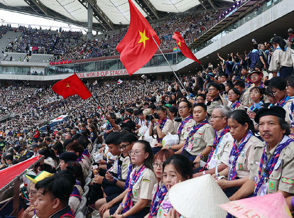 지난 8월 서울월드컵경기장에서 '2023 새만금 세계스카우트 잼버리 폐영식'이 열리고 있다. [사진=한국온라인사진기자협회 공동취재단]