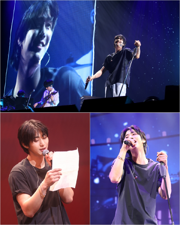 배우 안효섭이 일본에서 개최된 마지막 앵콜 공연 '더 프레젠트 쇼-히어 앤드 나우 원스 모어'에서 팬들을 만나고 있다. [사진=더프레젠트컴퍼니]