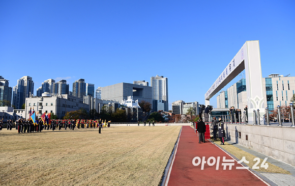 찰스 브라운 미 합참의장 환영 의장행사가 12일 오전 서울 국방부에서 열리고 있다. [사진=정소희 기자]